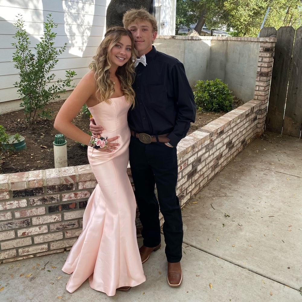 Sherri hill strapless baby pink dress
